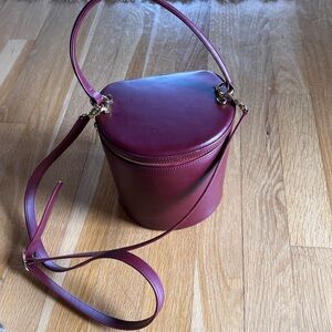 Staud crossbody bucket bag. Leather. Maroon.